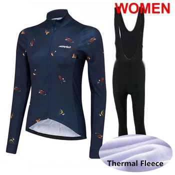 

2020 Women Cycling Winter Thermal Fleece Jersey bib pants sets Long Sleeve Suit Warm MTB outdoor sportwea s70969