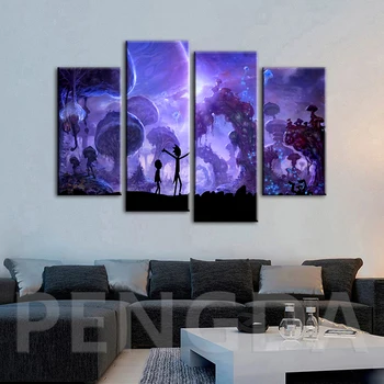 

Home Decoration Canvas Printed Poster Cartoon Rick Morty Paintings Modern Wall Art HD Pictures Living Room Modular Kids Room