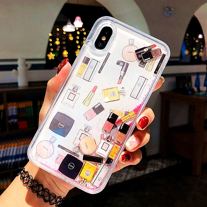 Косметический чехол с зыбучим песком для iPhone 11, 6 S, 7, 8 Plus, жесткий динамический флакон для духов для iPhone 11, XS, Max, XR, X, чехол для телефона
