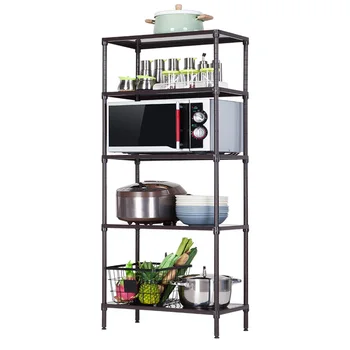 

Kitchen Shelf, Floor To Floor Multi-layer Storage Shelf, Provincial Space, Floor To Floor Simple Microwave Oven, Iron S