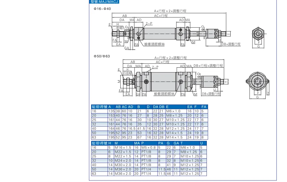 MA32 * 125-S-CA MA32 * 150-S-CA MA32 * 175-S-CA нержавеющая сталь AIRTAC мини-цилиндр воздуха пневматический компонент инструменты воздуха