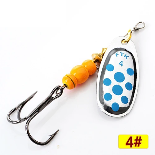 FTK, 1 шт., аналог меди, 1#-5#, Спиннер, приманка для рыбалки, приманка для окуня, жесткая приманка, ложка с тройным крючком для приманки, для рыбалки - Цвет: blue-004