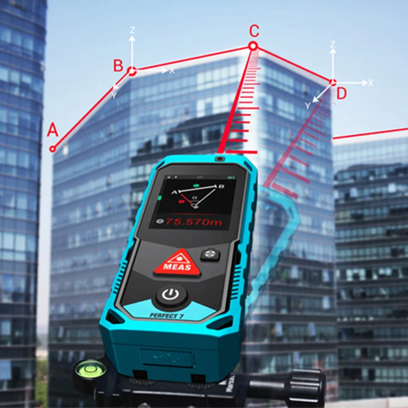 P7/T7 Bluetooth Laser Distance meter Rangefinder with Rotary Touch Screen Rechargerable Measure indirect distance/angle/area