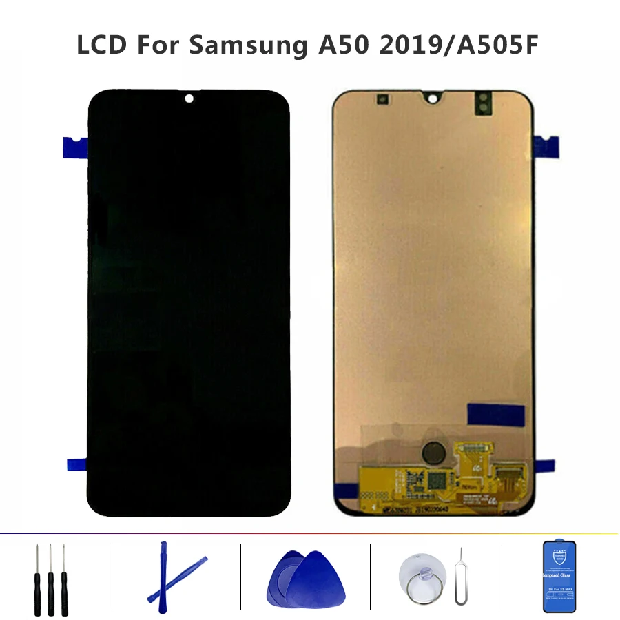 

6.4" Super AMOLED LCD For Samsung Galaxy A50 2019 A505F/DS A505F A505FD A505A Touch Screen Digitizer Assembly with frame