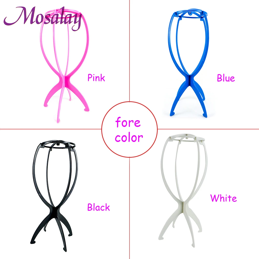 Ajustable Colorful Wig Stands 5PC Folding Plastic Stable Durable Wig Holders High Quality Hairpiece Hat Cap Display Tools for Wig Stand Wig Stand Holder Wig Storage Stand