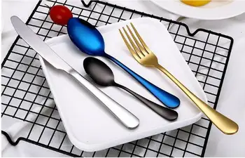 

High grade tableware set black gold-plated stainless steel knife and fork Creative Color Western steak knife and fork spoon