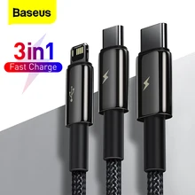Baseus 3 in 1 USB Type C Cable For iPhone 12 Pro Max Micro USB Android Mobile Phone Cable For Samsung Xiammi USBC Data Wire Cord