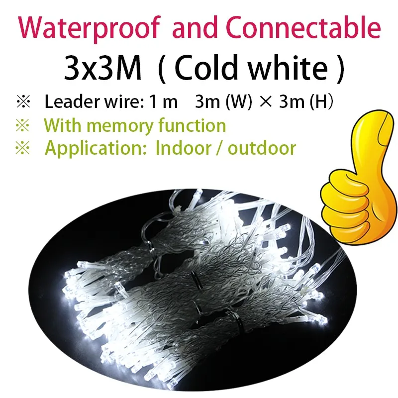 3x1/3x2/3x3 м светодиодный светильник для занавесок, гирлянда, Рождественский светодиодный светильник для свадьбы, сказочный светильник, садовые, вечерние, свадебные украшения, светильник - Цвет: x10