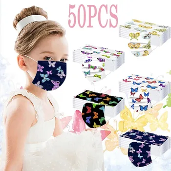 

50PC Christmas Children Printing Disposable Industrial-3ply Ear Loop 10pcs Face Mask Anti-Dust Smog Earloop Breathable Mask #Z