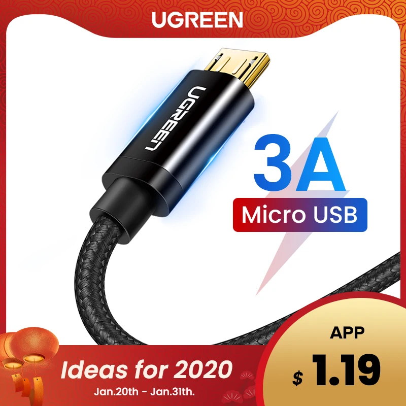 Ugreen Micro USB Cable Charger for Samsung Galaxy S7 S6 Fast Charging Mobile Phone Charger Cord for Huawei Tablet USB Cable Wire