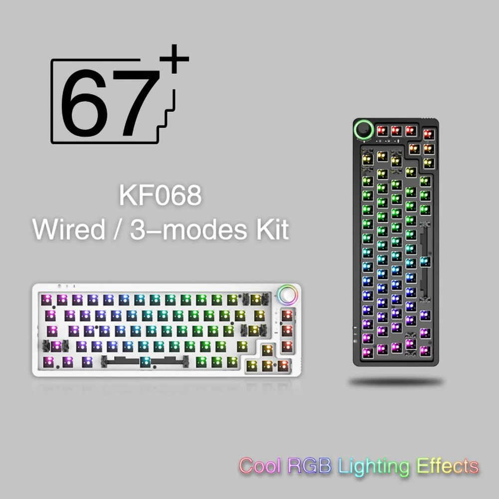 For 3Pin/5Pin Switch TM680 Knob Hot Swap Mechanical Keyboard Kit Wireless Bluetooth 3 Mode RGB Backlit Gamer 60% Keyboard computer keypad