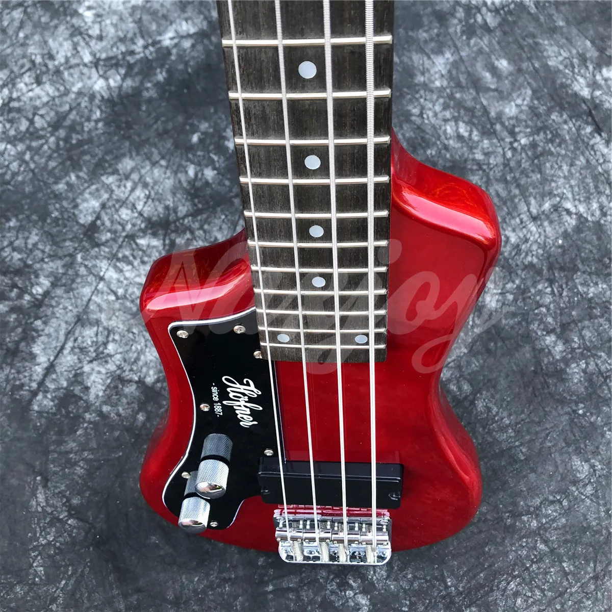 NEW Bass Electric Guitar 4 String Mini Travel Red Color Body Free