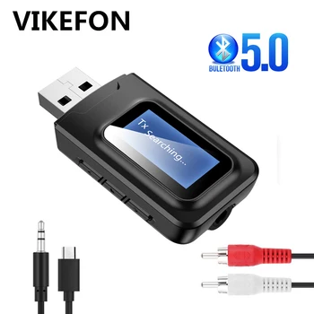 

Upgrade Bluetooth 5.0 Transmitter Receiver LCD Display 3.5MM AUX RCA Wireless Audio Adapter for TV Car PC Driver-free USB Dongle