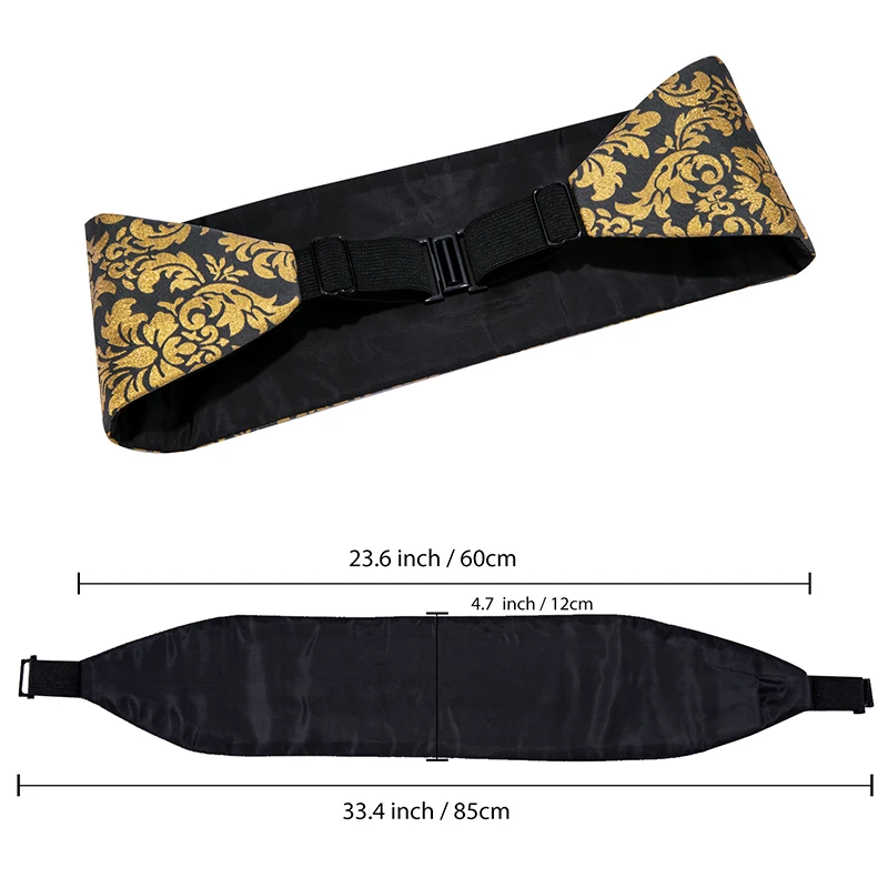 Роскошный шелковый Cummerbund 20 цветов галстук бабочка запонки Hanky золотые Cummerbunds для