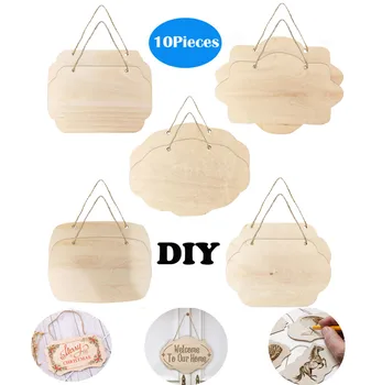 

10 Pieces Of Xmas Tree Ornaments Unpolished Wooden Creative DIY Room Number Hotel Decoration Listing Christmas Gift Present Box