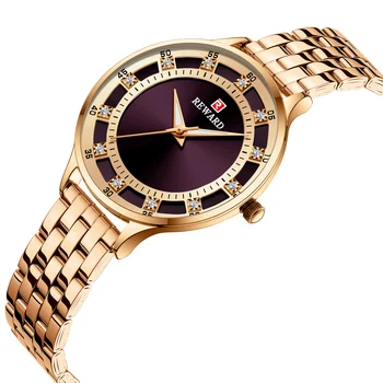 

REWARD Women Watch Luxury Brand Ultra-thin Simple Dial Rose Gold Waterproof Luminous Hand Stainless Reloj Mujer Womens Gifts