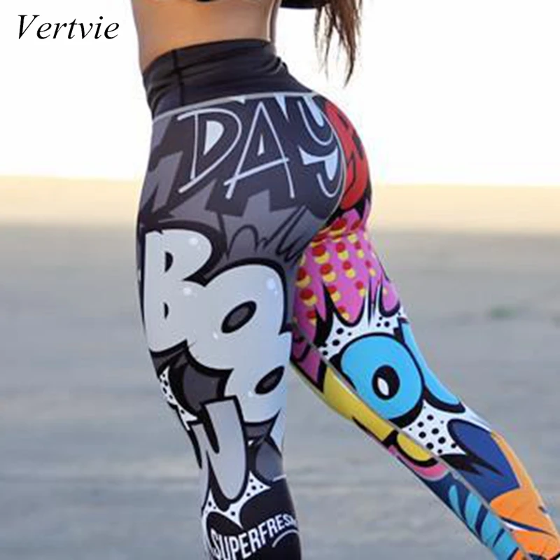

Vertvie Funny Print Harajuku Sweat Legging High Elastic Women Pant 2019 Gym Fitness Legging Athleisure Pencil Trouser Yoga Pants