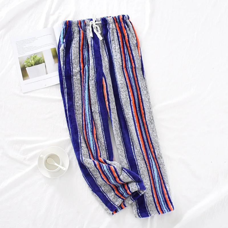 

Women's Sleep Bottoms autumn winter flannel striped thicker and longer size outer wear comfortable and warm Sleep Bottoms SK003