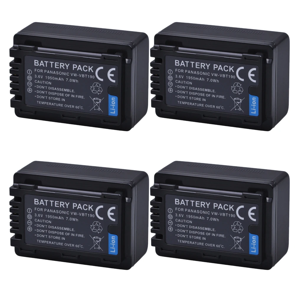 1950Mah Vw Vbt190 Vw-Vbt190 Batteria Ricaricabile Per Panasonic Vw-Vbt380 Vw Vbt380 Hc-V110 V130 V160 V180 V201 V210 V230