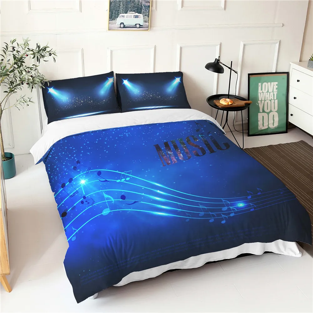 

Artistic Bedding Set Music Score Design Fabic Double Bedroom Bedclothes With Pillowcases Bedroom Decor Home Textiles