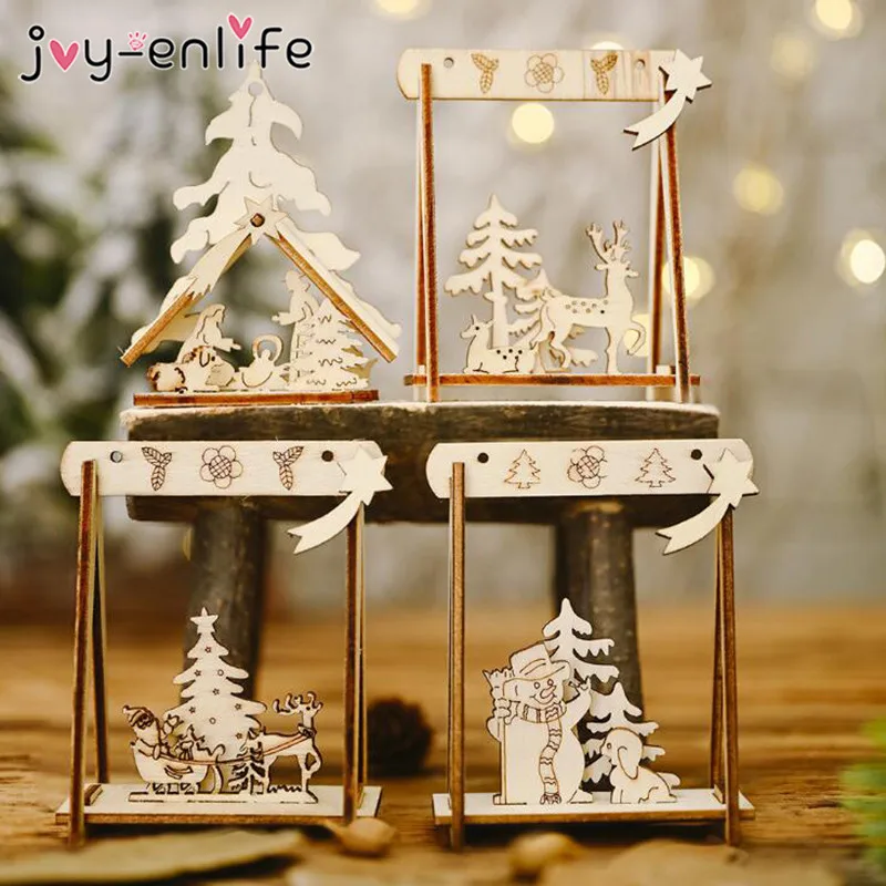 New Year 2021 Christmas Decoration for Home Wooden Swing Santa DIY Crafts Table ornaments xmas toy Merry Navidad gifts | Дом и сад