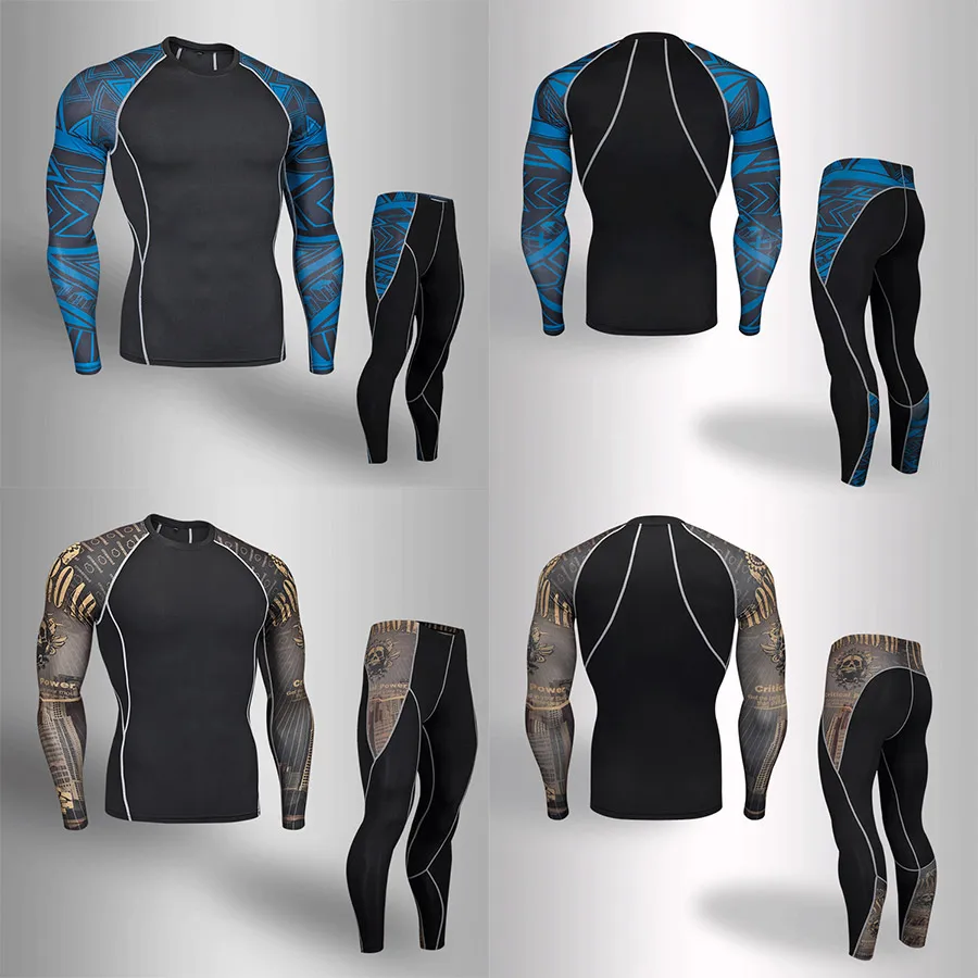 Мужской спортивный костюм MMA Rashguard брендовый комплект для тренировок с 3D принтом