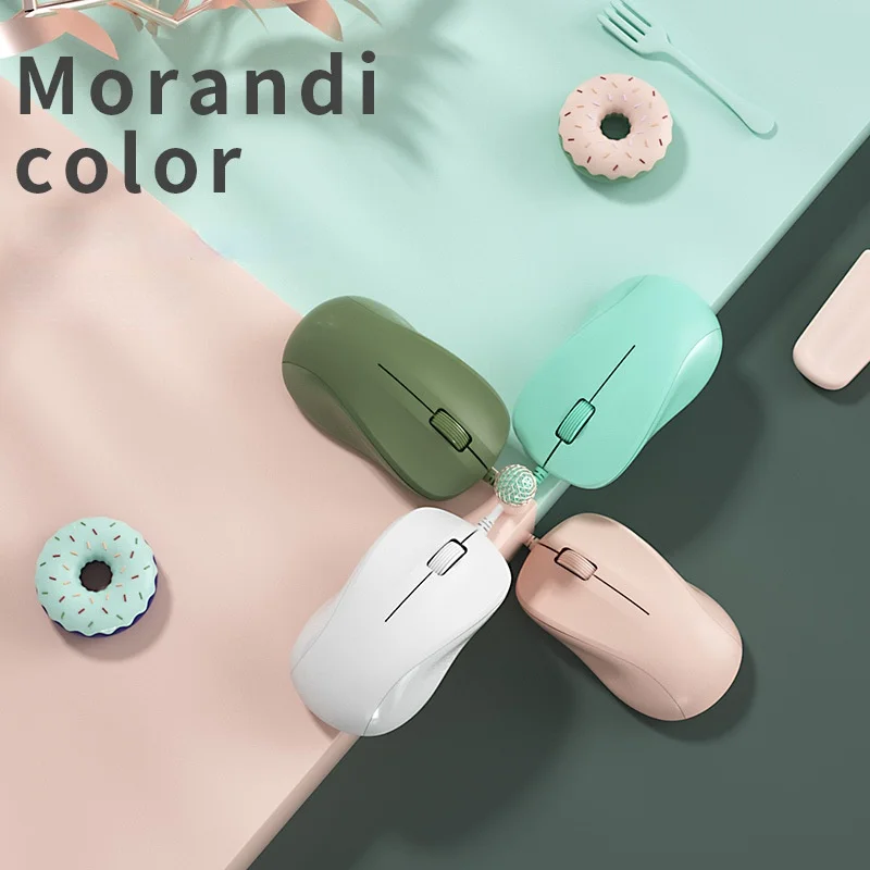 

Mini Portable Pink Mouse Gaming Computer Wired Mause Mute Pretty Colorful Matte Mice 1200DPI for Gift PC Laptop Game Office
