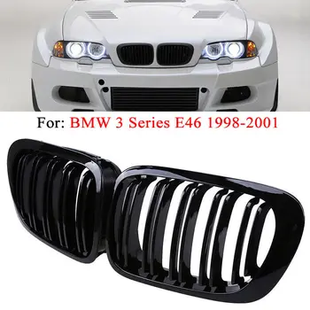 

Gloss Grille Grill Black For 98-01 BMW E46 2-Door Left&Right Front Dual