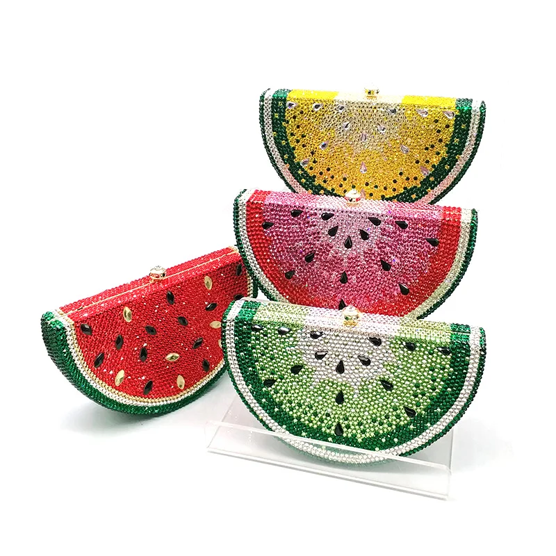 Special top design Bridal wedding party purses women evening party diamonds fruit watermelon slice clutches crystal purses rose gold clutch