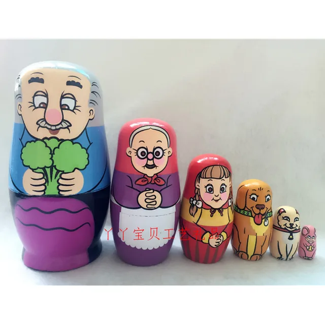 Pack of 6 Pcs Cute Wooden Animals Hand Painted Russian Nesting Dolls Babushka Matryoshka Dolls Toys Gifts Home Decoration 1