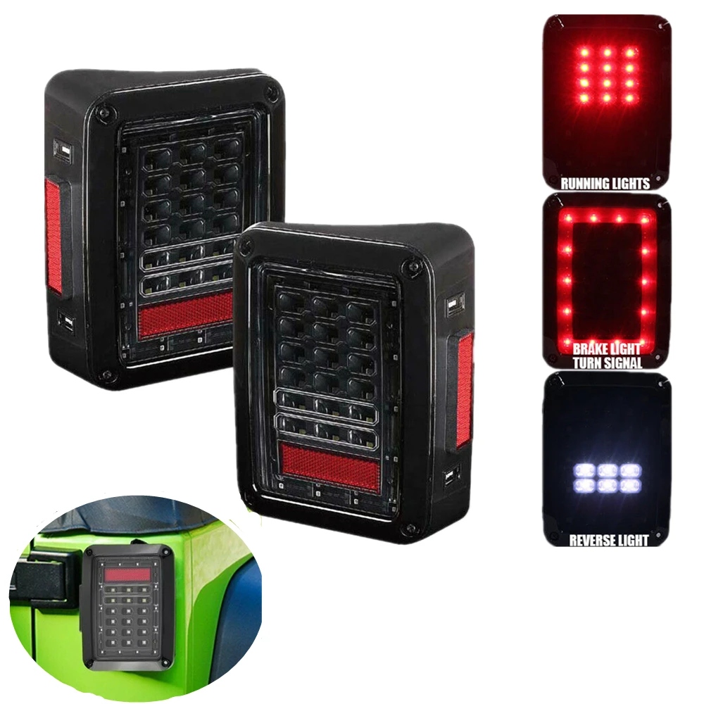 

Smoked Led Taillights for Jeep Wrangler LED Tail Light JK Rear Brake Reverse Turn Signal Lamp USA/ EU Version