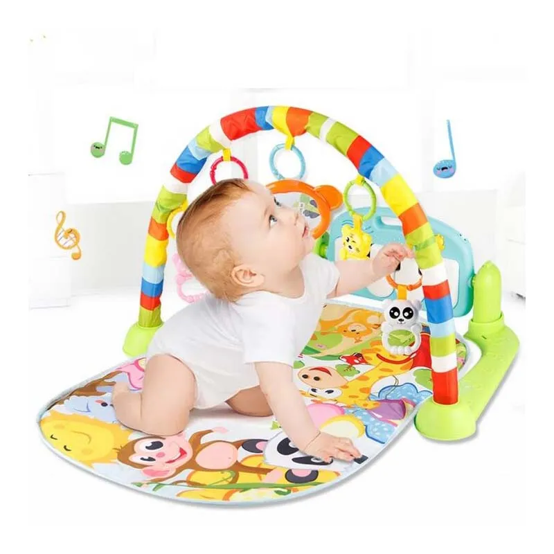 cheap Baby Bed Bell Toy Baby Foot Piano Baby Fitness Frame 0 18 Months Early Education Interactive Music Light Crawling Mat
