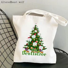

Women Shopper bag dental squad Christmas tree Bag Harajuku Shopping Canvas Shopper Bag girl handbag Tote Shoulder Lady Bag
