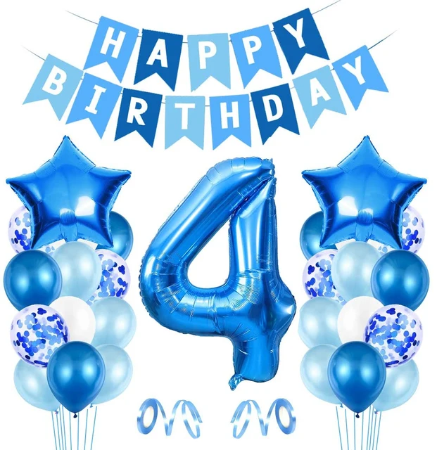 Ensemble De Ballons De Decoration Pour Fete D Anniversaire Bleu Confettis Etoiles Banniere De Joyeux Anniversaire Pour Garcon Et Fille 1er Anniversaire Numero 1 A 9 Ballons Et Accessoires Aliexpress