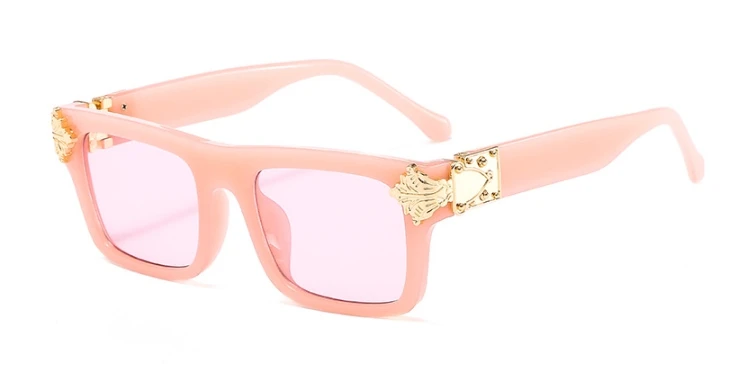 46280 роскошные квадратные солнцезащитные очки для мужчин и женщин Модные Оттенки UV400 Винтажные Очки - Цвет линз: C4 pink pink
