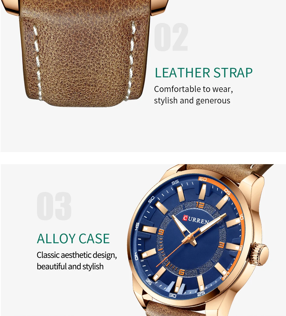 Herren Schwarz Casual Leder Quarz Einfache Kreative Uhr Geeignet für_voghion.com