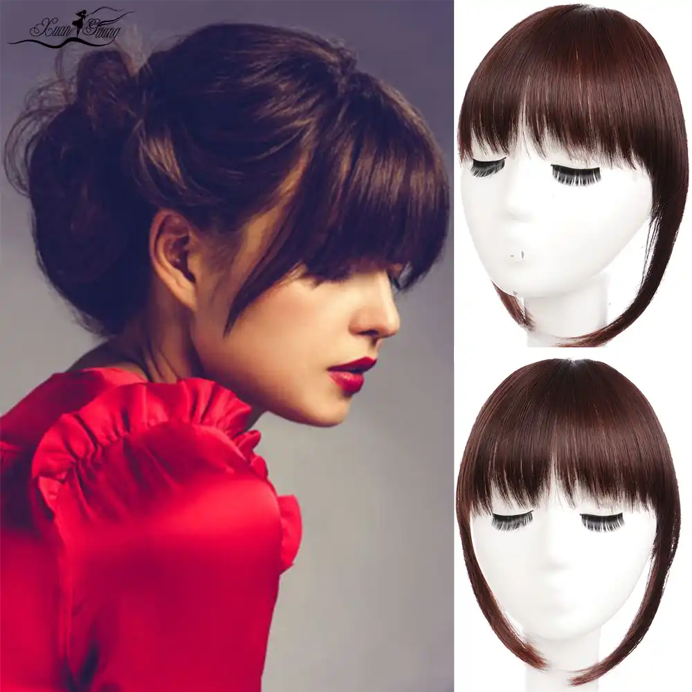 Xuanguang前髪合成高温繊維は 2 クリップ斜めもみあげ前髪前髪のかつら Synthetic Bangs Aliexpress
