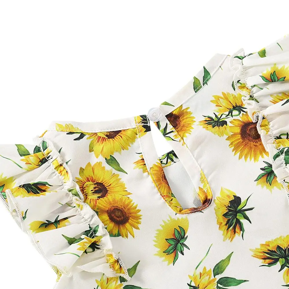Summer Mama's Dress Mother Kid Girls Sun Flower Family Matching Outfits