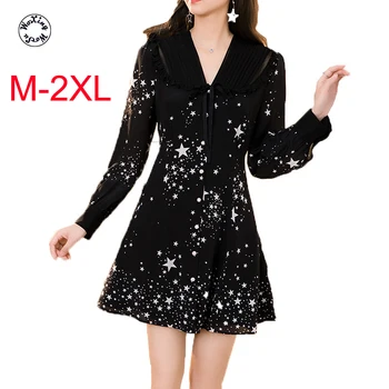

Silk dress new elegant star print silk dress in spring and summer 2020 Silk dress M to 2XL
