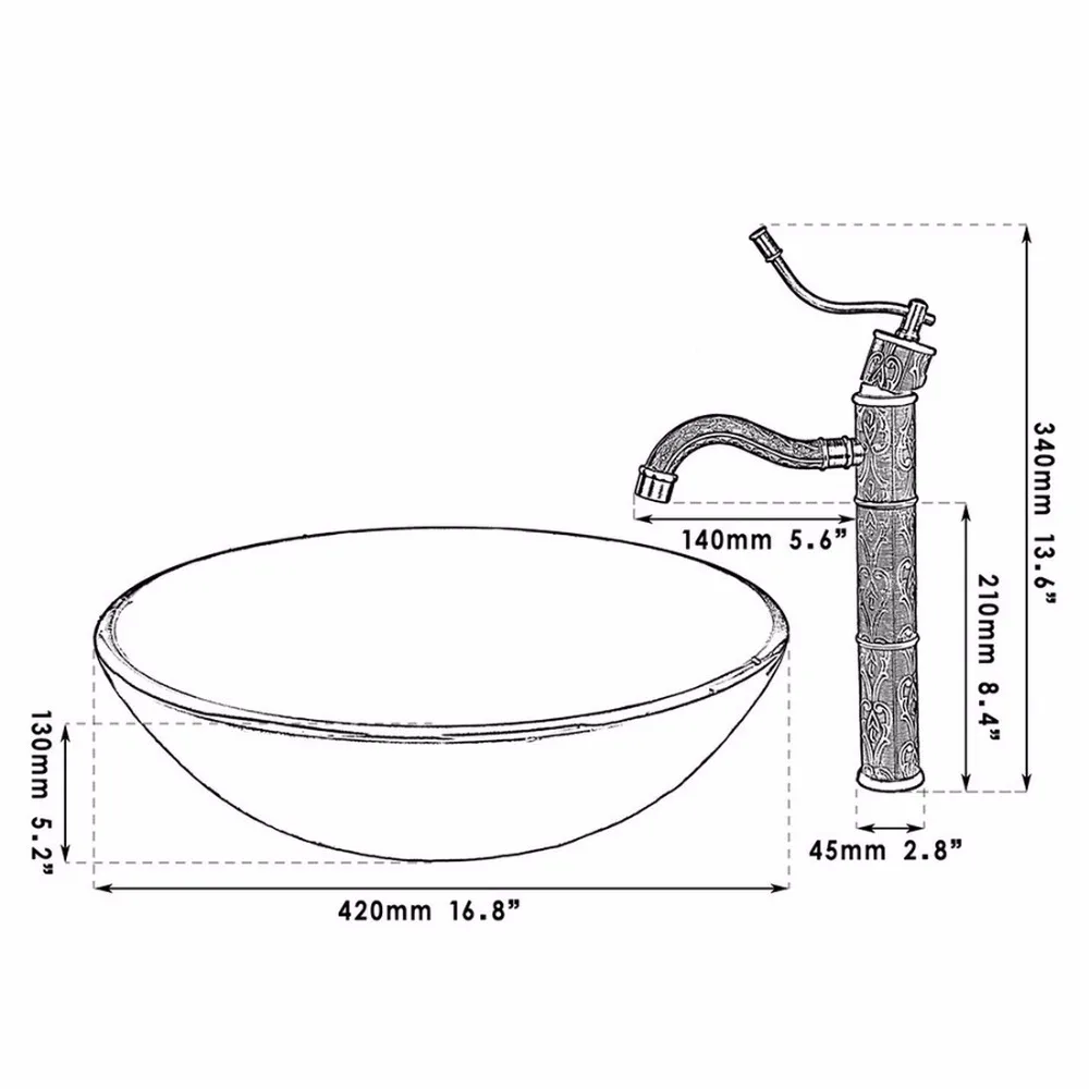 JIENI античный медный кран из закаленного стекла Ванная раковина кран смеситель для воды столешница винтажная стеклянная раковина набор