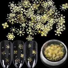 1 бутылка полые золотые ногти блестки k Золотая Снежинка смешанный дизайн декоративные аксессуары для ногтей
