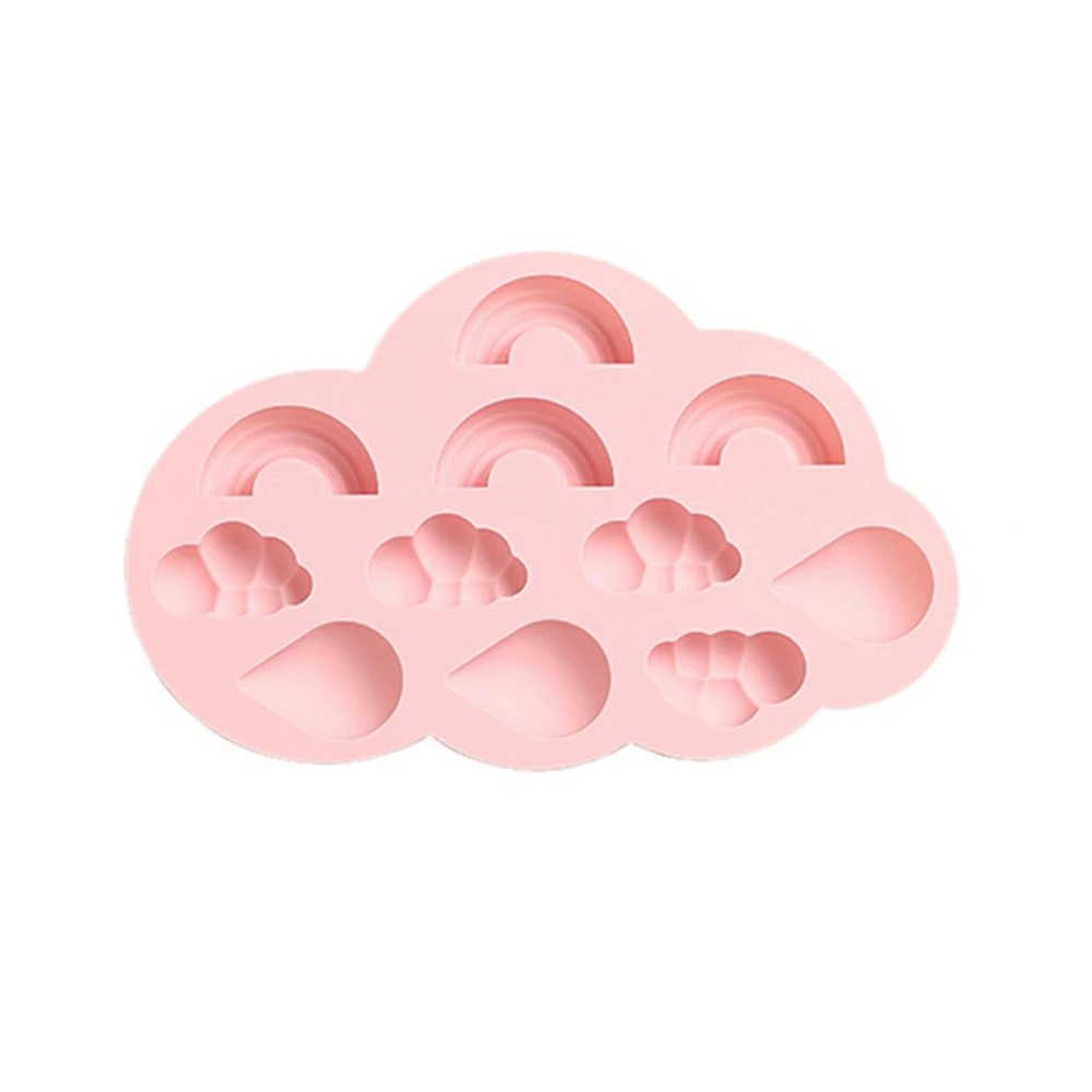 Fast delivery Rainbow Cloud Raindrops Silicone Baking Chocolate Mold Ice Cube Mold - Цвет: XW03909