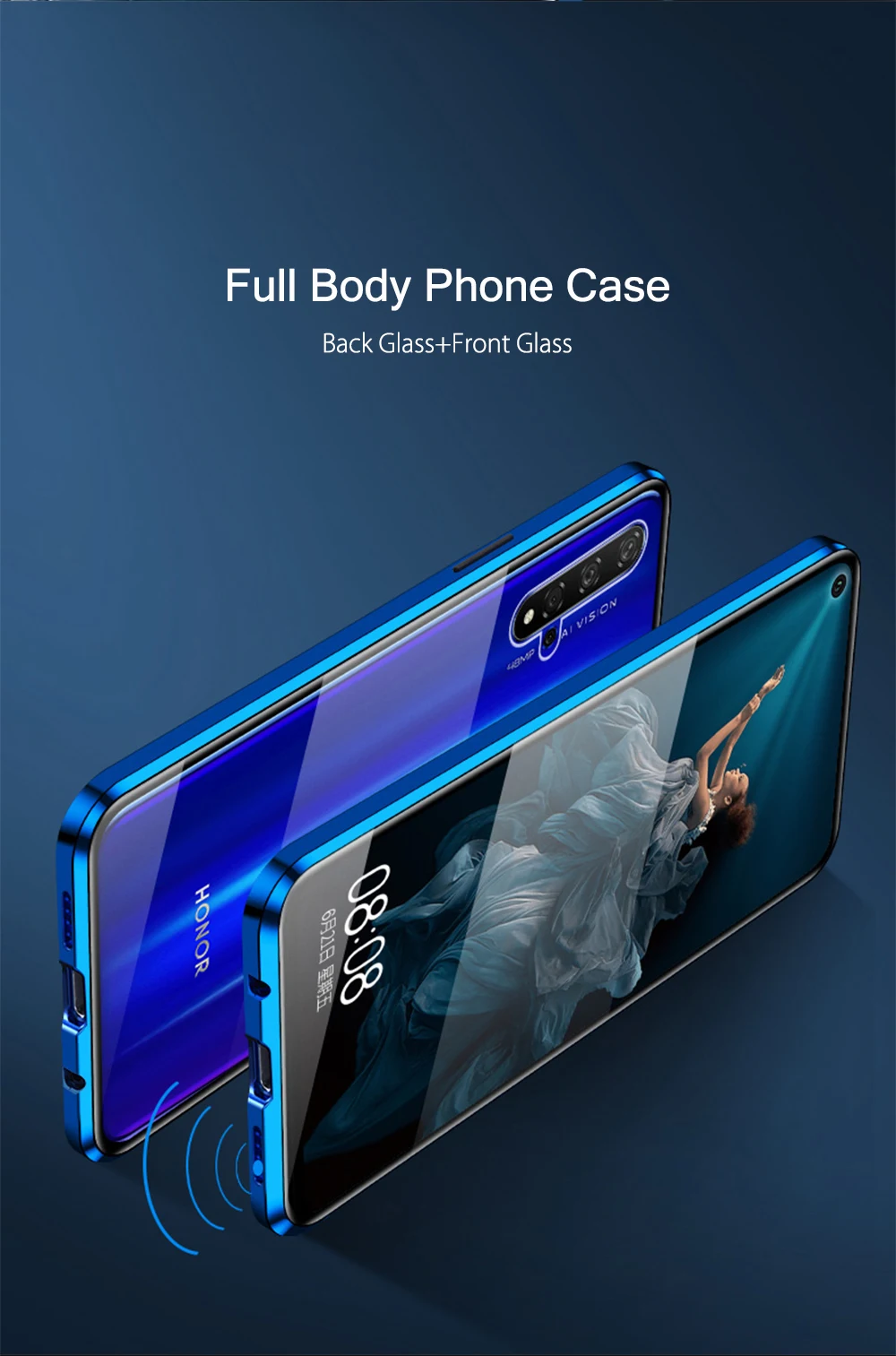 Магнитный чехол для huawei Honor 20 20S чехол противоударный бампер двусторонний закаленное стекло металлический чехол для Honor 20 Pro Чехол