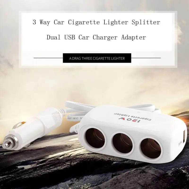 3 способа розетка для автомобильного прикуривателя сплиттер адаптер питания двойной USB Автомобильное зарядное устройство E65A
