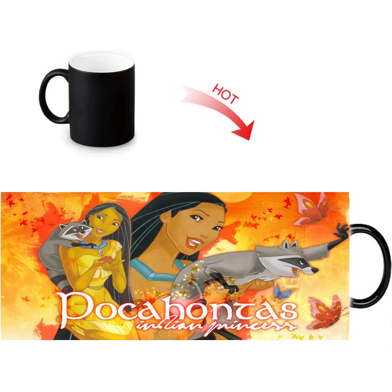 Индивидуальные керамические кофейные кружки Pocahontas молочный чай волшебный цвет Morph Кружка Термочувствительная меняющая цвет чашка для воды 12 унций - Цвет: 1