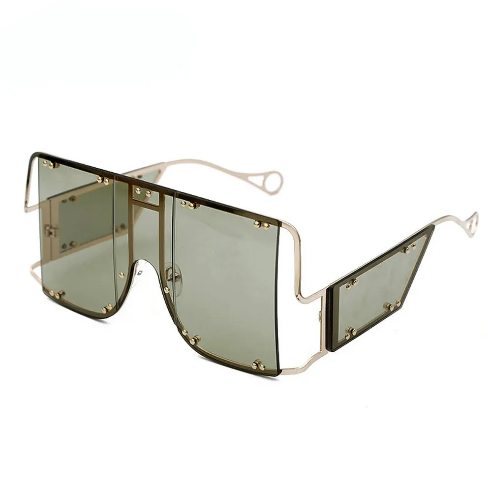 Солнцезащитные очки без оправы в стиле панк металлические женские винтажные Роскошные брендовые модные цельные мужские солнцезащитные очки зеркальные розовые очки UV400 NX