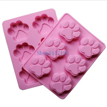 

100pcs/lot wholesales Silicone mold 6 lattices catlike footprint handmade soap mold silicone cake moulds