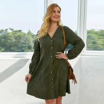 

Plus size women's clothing original design explosion spring long-sleeved solid color dress