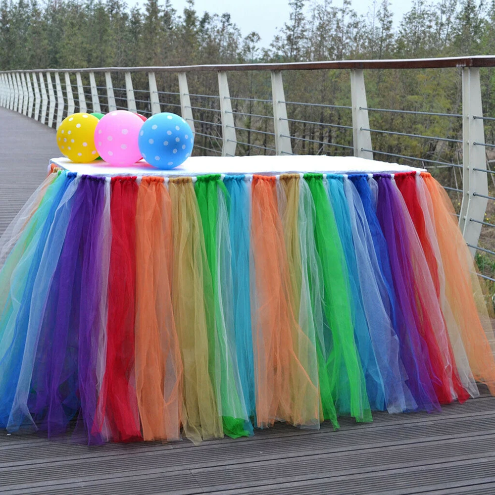 Вечерние юбки для стола на день рождения в европейском и американском стиле, цветная трикотажная юбка для стола, десертный стол, свадебная вывеска, тайваньский стол, юбка для стола