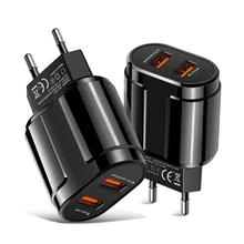 Зарядное устройство с двумя usb-портами, портативный настенный адаптер для путешествий, быстрая зарядка для мобильных телефонов, для iPhone, samsung, huawei, LG, планшетов, ЕС, США, Великобритании, вилка